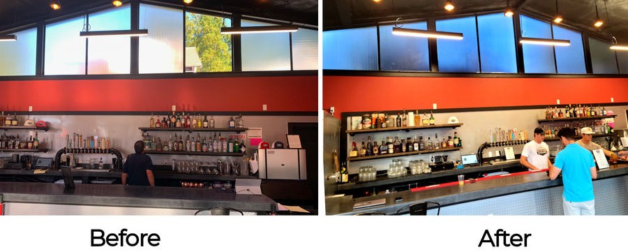 Food cart with solar and decorative film